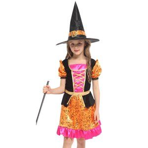 Colorful Witch Halloween Costume for Kids - Enchanting Witchy Dress